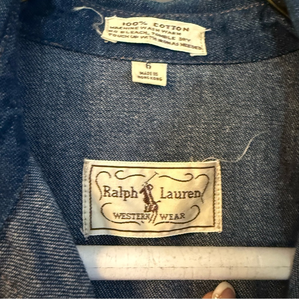 RALPH LAUREN • western wear vintage 1970s Denim Long Sleeve Dress size 6 - Picture 5 of 8